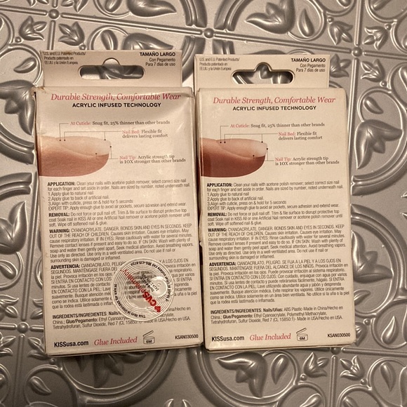 Kiss Long Length Salon Acrylic Natural Nails Kit Bundle Almond & Square Shape - Picture 4 of 10